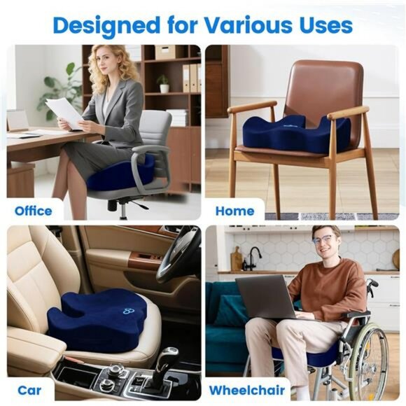 Memory foam seat cushion tailbone pain relief office chair car travel support - Picture 7 of 8